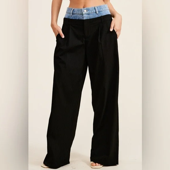Denim Waistband Trousers in Black. New with Tags - Picture 4 of 7